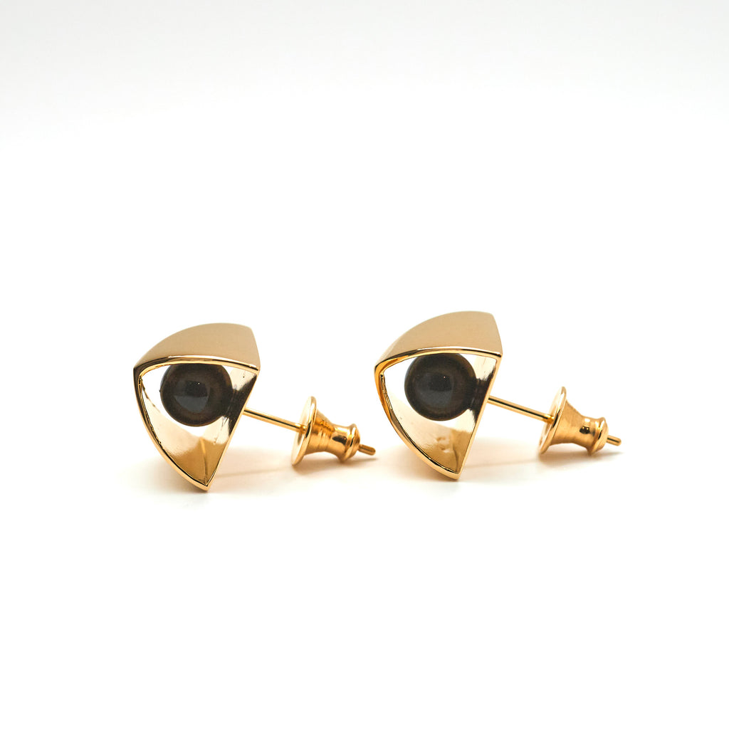 【MADE TO ORDER】PYRAMID PIERCED EARRINGS ONYX